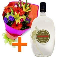 Bottle of grappa + Flowers (Curated)